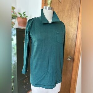 Vintage emerald green 3/4 sleeve collared jersey T shirt